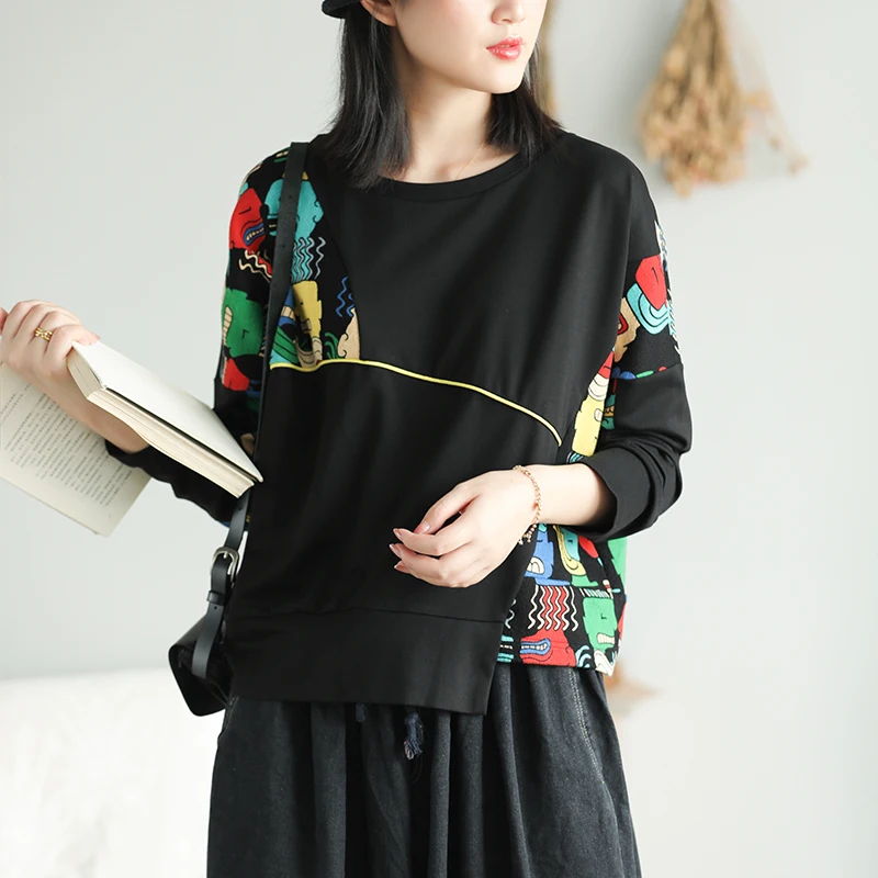 Женские толстовки осенние модные свободные пуловеры 2019 новые женские топы с