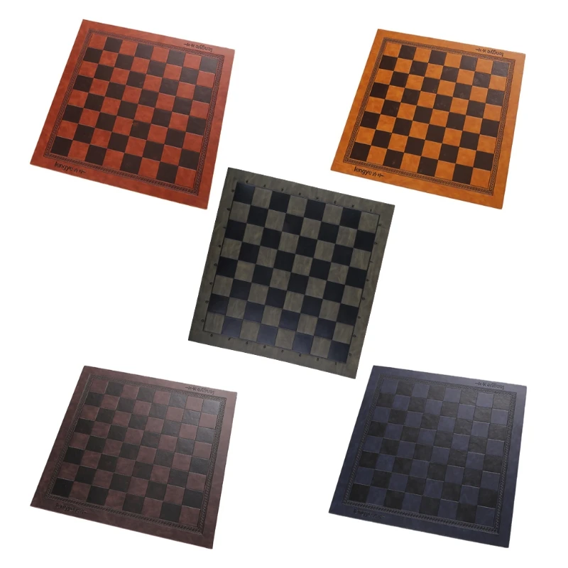 

Embossed Design Leather International Chess Board Games Mat Checkers Universal Chessboard Birthday Gift