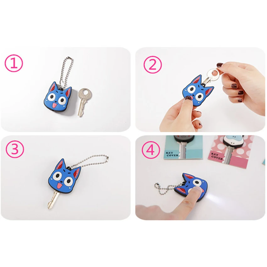 1PC светодиодный свет PVC силиконовый кольцо-брелок Крышка головы Кейчейн Корпус Оболочка Животные Форма пыли держатель цепи Подвеска.
