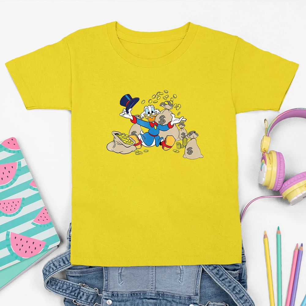 Scrooge-camisetas de Disney para ni&ntilde;os, ropa con estampado de McDuck, moda de verano al aire libre, Unisex, cuello redondo-3