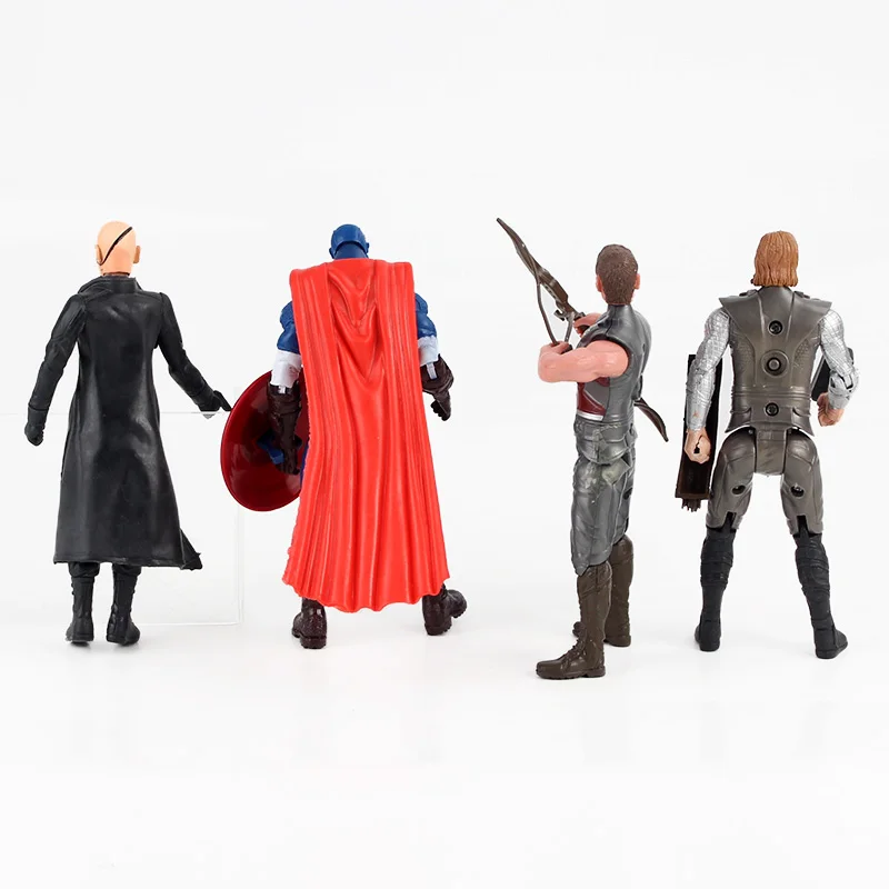 7 шт./лот Фигурки Мстителей Светодиодная лампа Железный человек Тор Халк Черная