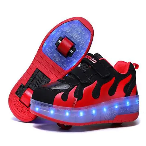 Red double wheel Светодиодный светильник Heelys; кроссовки с двумя колесами для мальчиков и девочек; повседневная обувь на роликах для девочек; Zapatillas Zapatos Con Ruedas - Цвет: Red double wheel