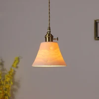 Retro brass translucent ceramic chandelier/ceiling lamp E27 nordic simple homestay aisle bedside entrance bar cafe window lamp