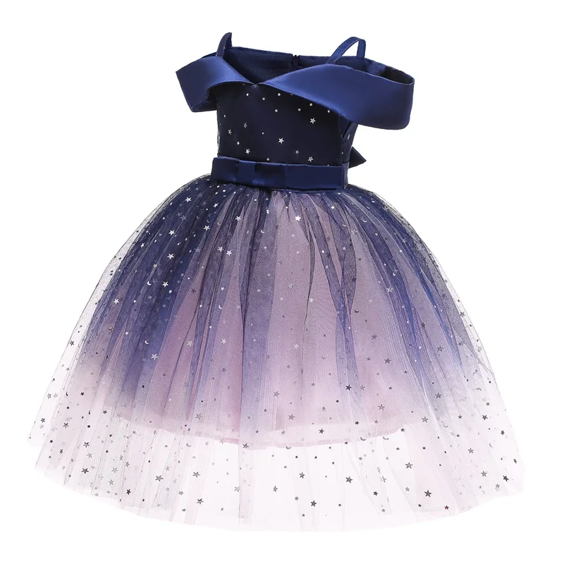 Girls Clothes 2020 New Summer Princess Dresses Off-Shoulder Kids Dress Star Mesh Children Clothing 2-10Y | Детская одежда и обувь