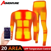 usb battery powered winter heated underwear smart phone app control temperature motorcycle jacket suit fleece thermal men women