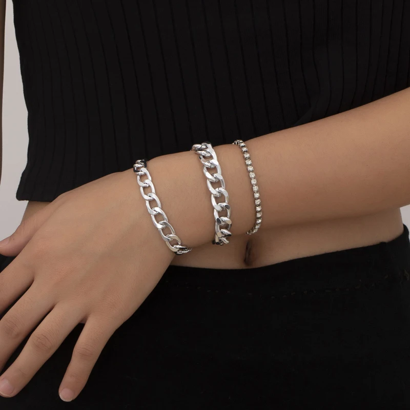 В стиле &quotхип хоп&quot золото Цвет цепочка браслет для женщин Ретро стиль Полный