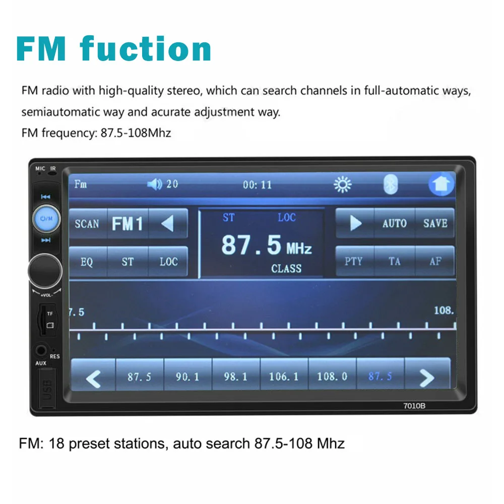 Автомобильный радиоприемник HD " сенсорный экран стерео USB Bluetooth 12 В 2 Din FM ISO power Aux вход Авто MP5 плеер SD USB дропшиппинг