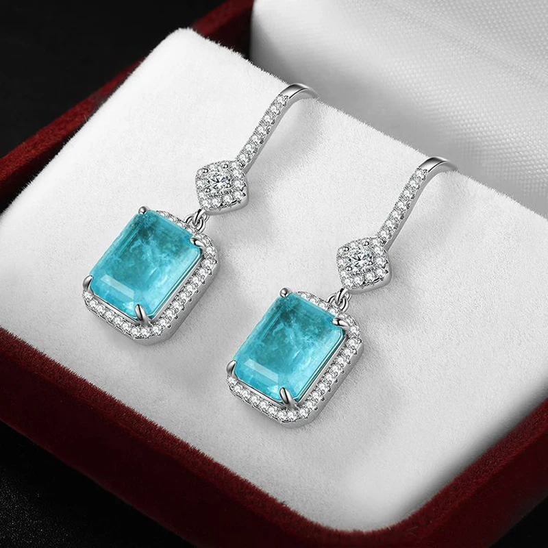Серьги-подвески FFGems Paraiba с турмалином и изумрудом ювелирные украшения