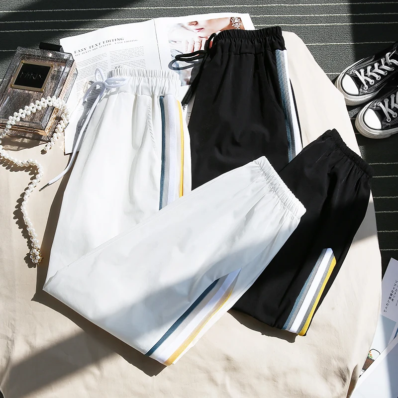 

Ice silk quick-drying sweatpants for women summer slimming anti-mosquito tow foot Harlan nine point slacks trend