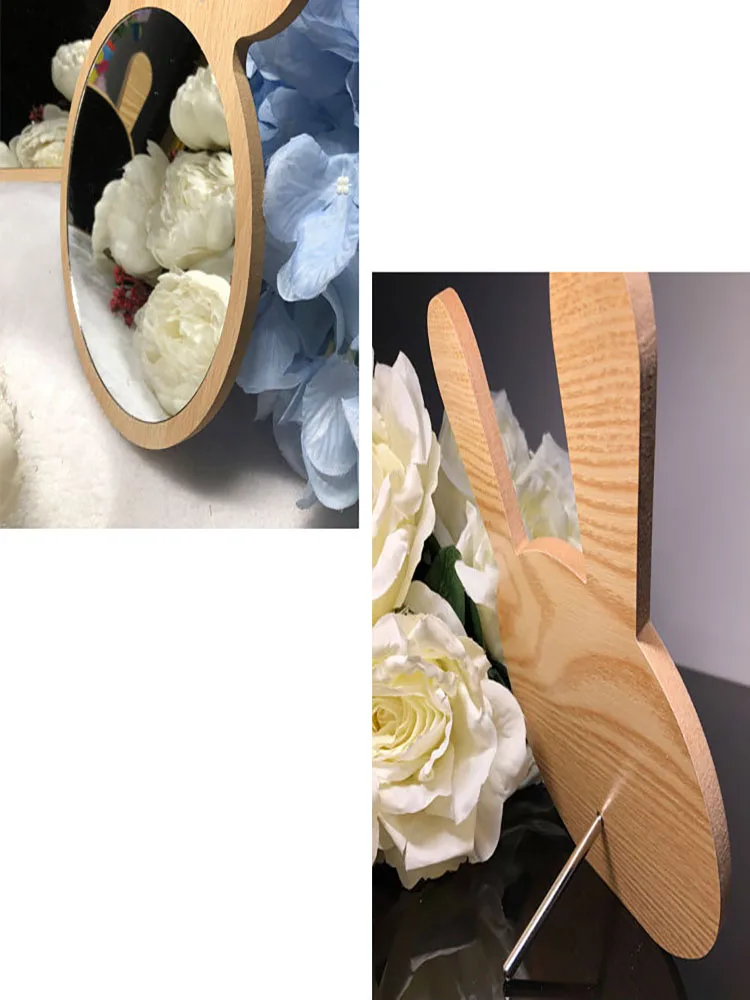 

Simple And Lovely Wooden Desktop Household Small Portable Single Side Students Dormitory Dressing Mirror