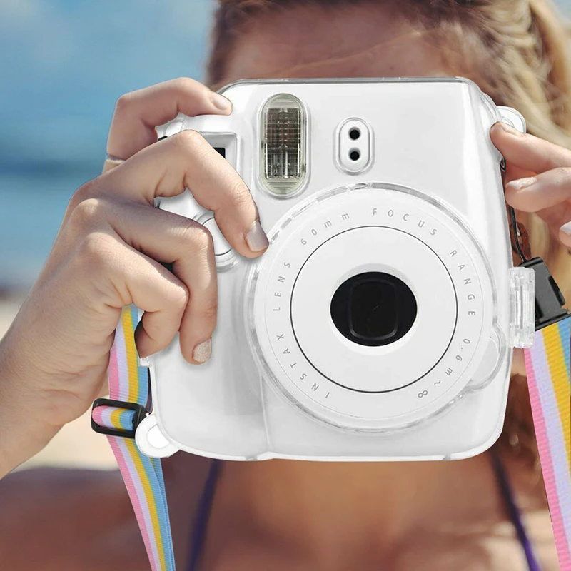Камера чистой твёрдой ПВХ чехол с крышкой ремешком для Fujifilm Instax Mini 9/8/8 + WIF66|Чехлы