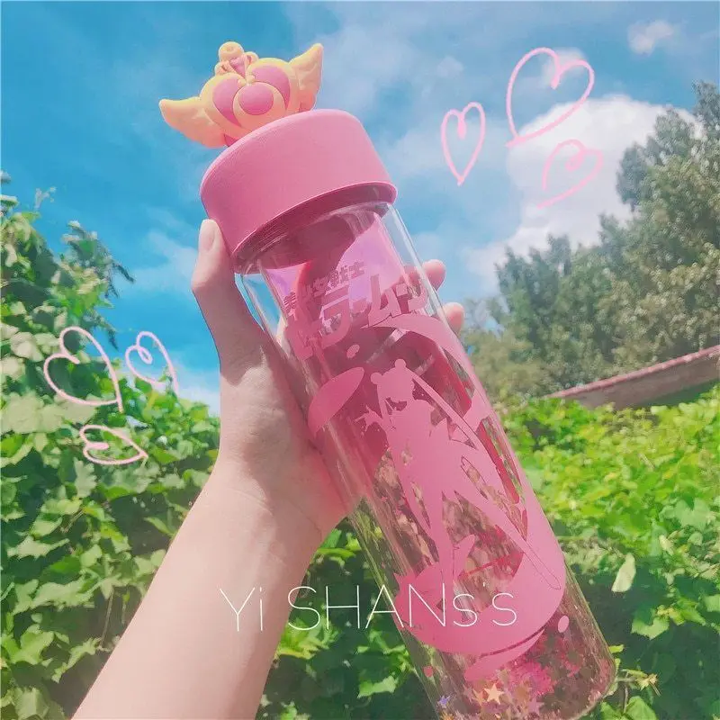 Аниме Сейлор Мун кристальная розовая бутылка для воды звезда чашка путешествий