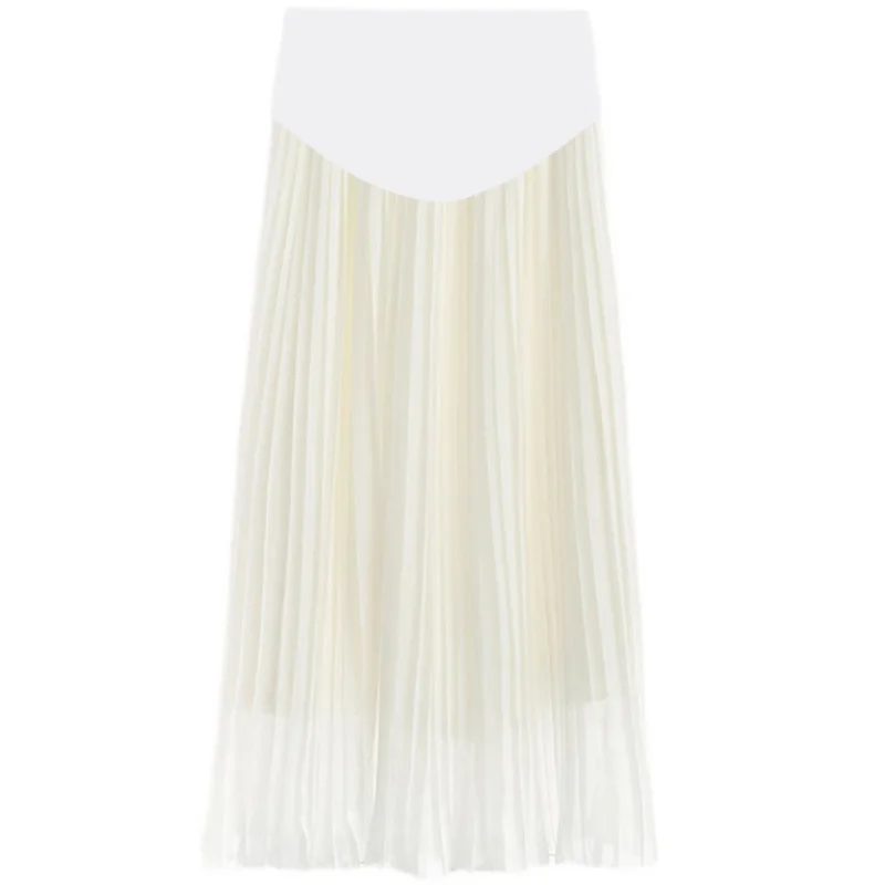 

8530# Summer Thin Pleated Chiffon Maternity Skirts Sweet Lovely Elastic Waist Belly Clothes for Pregnant Women Pregnancy Bottoms