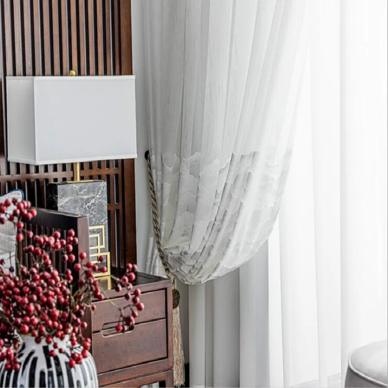 

White Tulle Curtains for Living Room Home Deco Modern Bedroom Solid Sheer Voile Curtain Customized Window Drapes