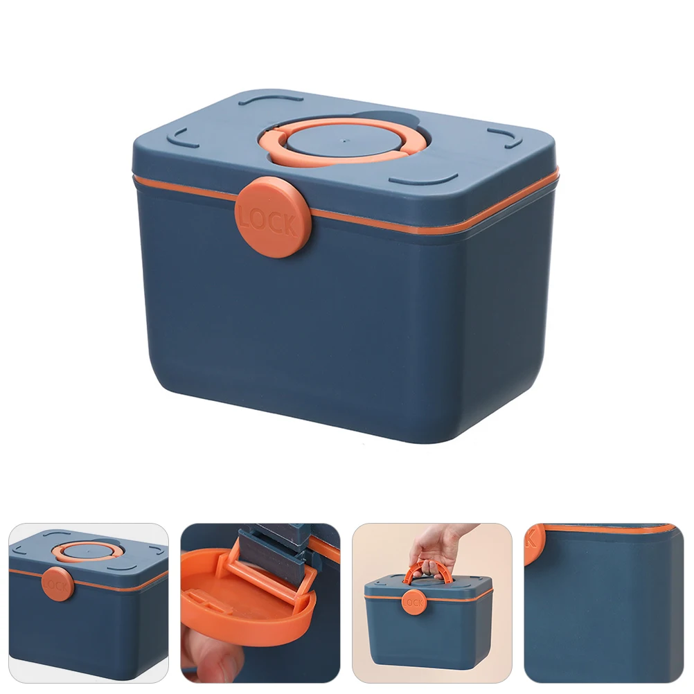 

1pc Plastic Compartment Medicine Box Large Capacity First Aid Box Portable Medicine Holder Tote Pill Box