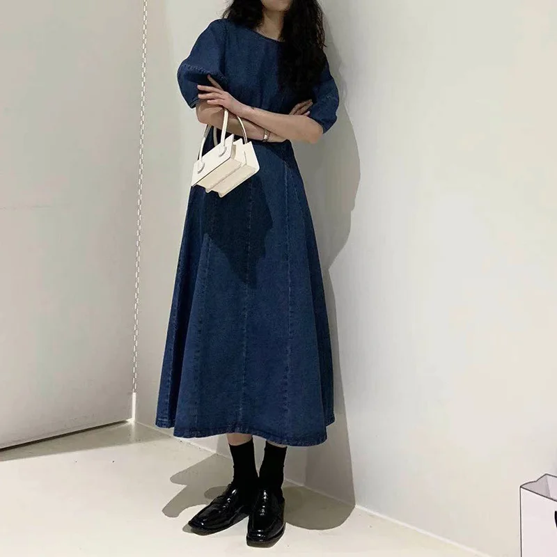 

Cold Style Women's Clothing High-Grade French Style Fried Street Puff Sleeve Denim Dress Design Sense Niche Dress for Women