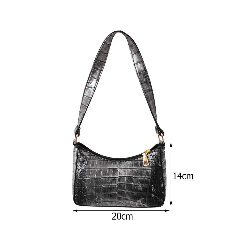 

Fashion Women PU Leather Gradient Color Alligator Pattern Shoulder Underarm Bag Casual Ladies Small Hobos Handbag