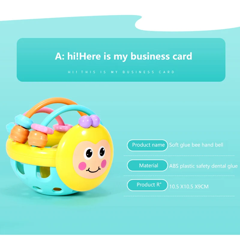 

Baby Rattle Toy Bee Hand Grasp Toy Bite Soft Rubber Ball Rattles Cartoon Children's Exercise Toys Early Education Toys