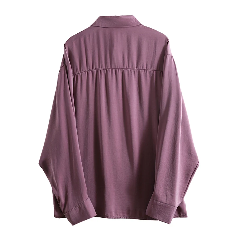 

loose purple women shirts 2020 summer new turn-down collar long-sleeved loose office lady elegant shirts outwear coat tops
