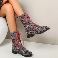 large 40 46 low heel short boots womens boots 2020 autumn bandage