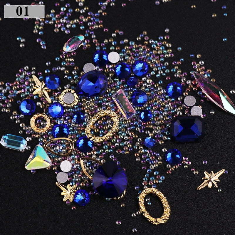 

1 Pot Mixed Glitter Rhinestones Crystal Bead Pearl Gem Nail Art Tips Design Acrylic UV Gel Decoration Accessories Jewelry