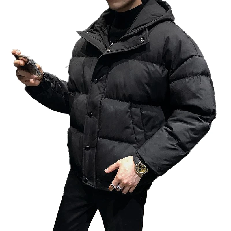 

Thick Hooded Down Jacket Winter Coats With Fur Loose Winter Men Coat Winter Jacket Men -30 Black And Grey Jacket