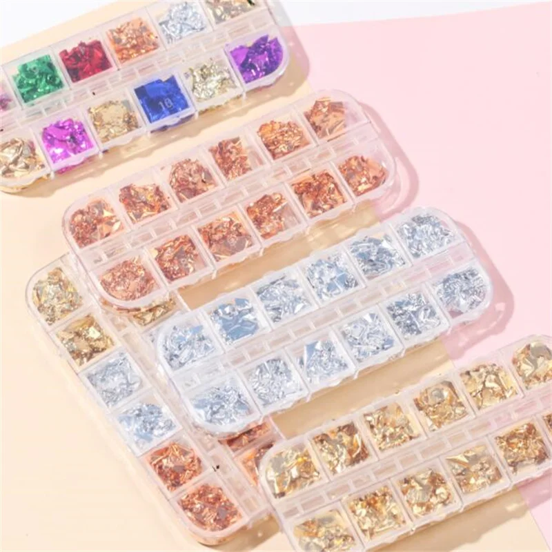 

1Sets Imitation Gold Copper Foil Paper Sequins Glitters Craft Leaf Flake Sheets Bulk Shiny Confetti Gilding DIY Nail Art Decor