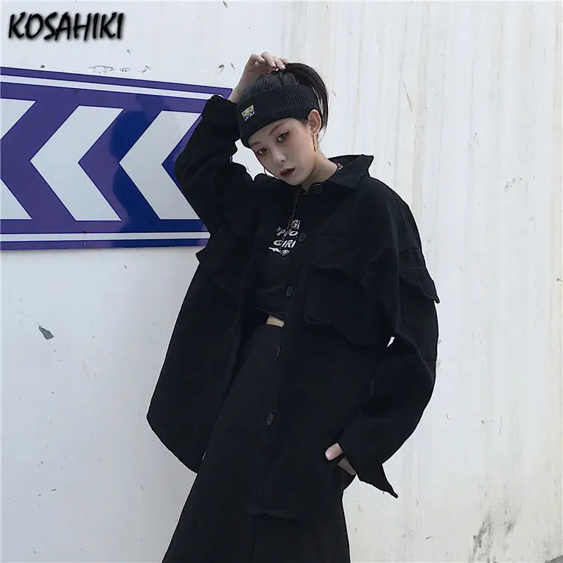 Куртка женская в стиле Харадзюку универсальный пиджак-карго панк черно-серая