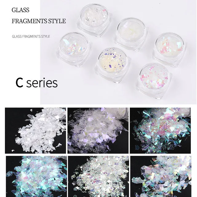 

Holographic Nail Glitter Sequins Set 3D Irregular Broken Glass Nail Art Foils Flakes Aurora Colorful Manicure Decorations