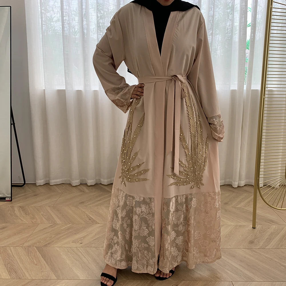 Женское кружевное кимоно Siskakia кардиган черного цвета с вышивкой из бисера и