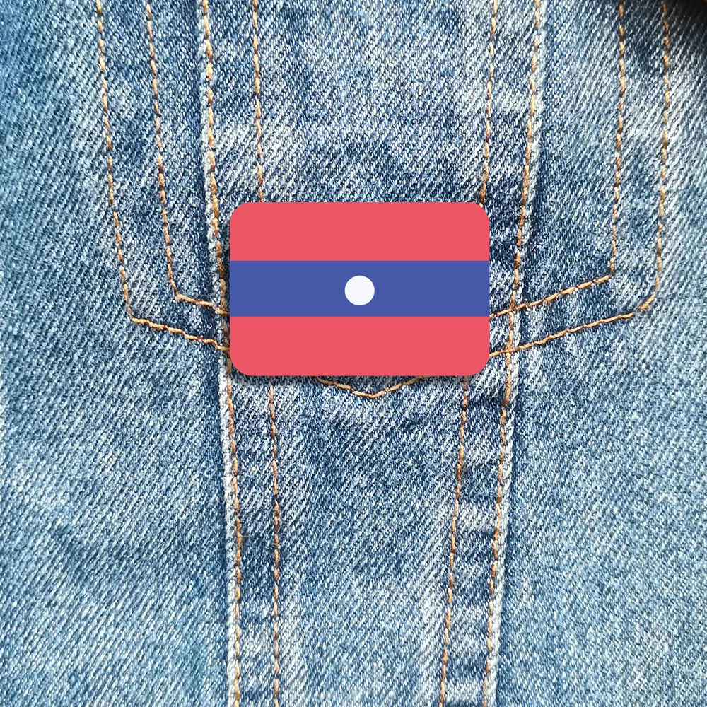 

10Pcs Laos Flag Brooch Pride Flag Pin Badge Acrylic Patriotic Ornaments Coat Bag Hat Shirt Accessories Scarf Buckle