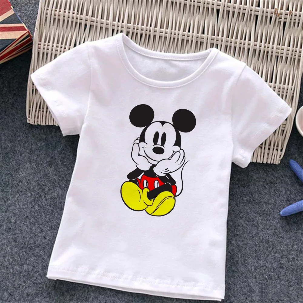 

2021 Summer Kids Clothes Short Sleeve Mickey Mouse Printed Baby Boys Girls Tops Streetwear Toddler Harajuku Tops Clothes