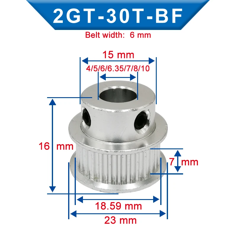 Шкив GT2 30 зубьев внутренний диаметр 4/5/6/6.35/7/8/10 мм шкив колесо совместимое с ремнем