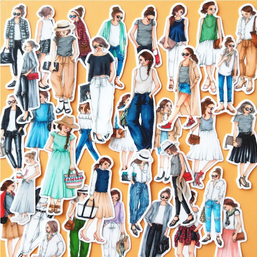 

36pcs/pack Fashion Girl Planner Stickers DIY Scrapbook Diary Hand Account Decorative Materials Pack Kawaii Stationery Stickers