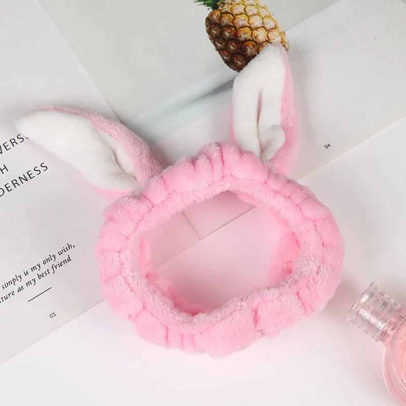 Pink Новая мягкая повязка для волос с кроличьими ушками, женская головная повязка, милые симпатичные повязки для волос, повязка для волос, головной убор с аксессуарами для волос - Цвет: Pink