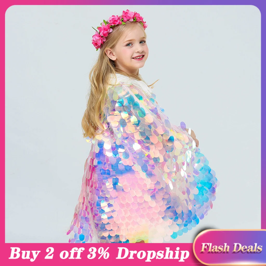 Блестящая накидка для маленьких девочек костюм Рождественская шаль