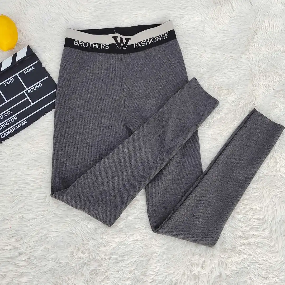 

Autumn Winter High Waist Slim Fit Cotton Women Leggings Plush Thicken Warm Legging Waist Letter Print Elastic Bottoming Pant