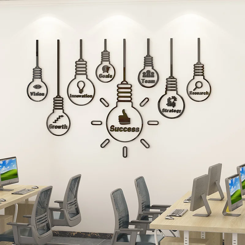 

WS217 Creative office decoration team inspirational slogan company corporate culture wall personality 3D wall stickers