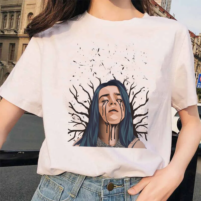 20488 Billie Eilish футболка уличная хип-хоп ee-рубашка для op vogue Женская рубашка Harajuku одежда смешная винтажная - Цвет: 20488