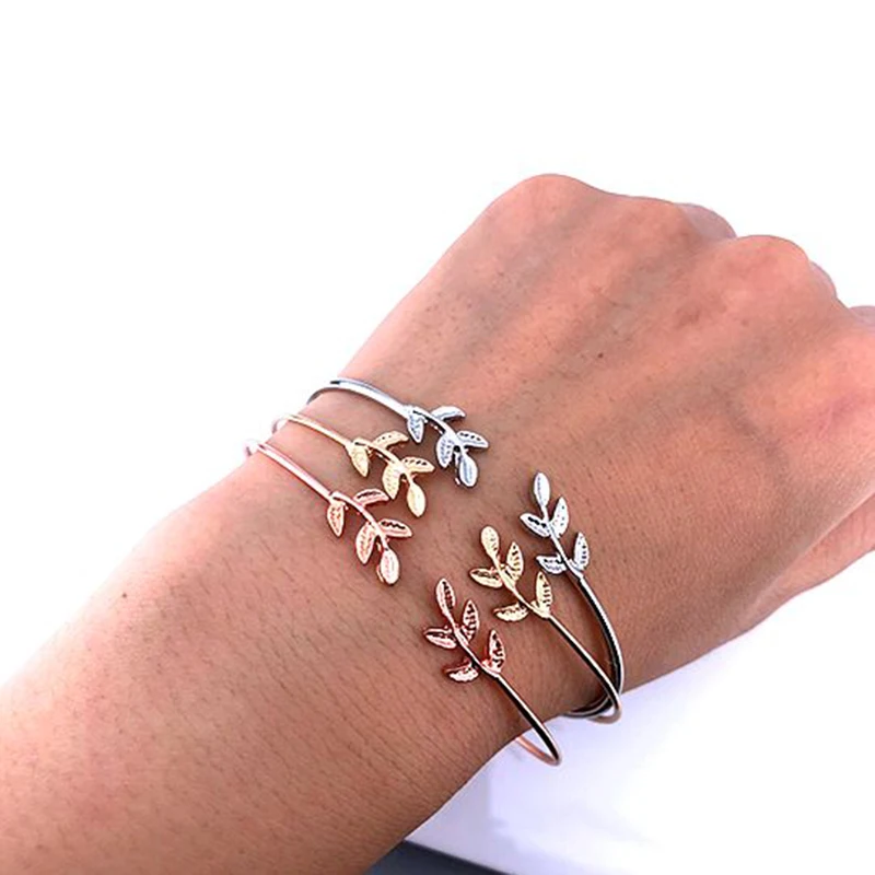 Простой браслет листок для женщин и девочек подарочные украшения милый