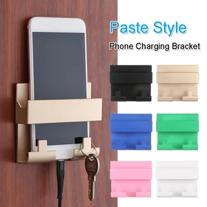 paste style mobile phone charging holder bracket for iphone keyring wall mount stand practical wall shelf hotel universal free global shipping
