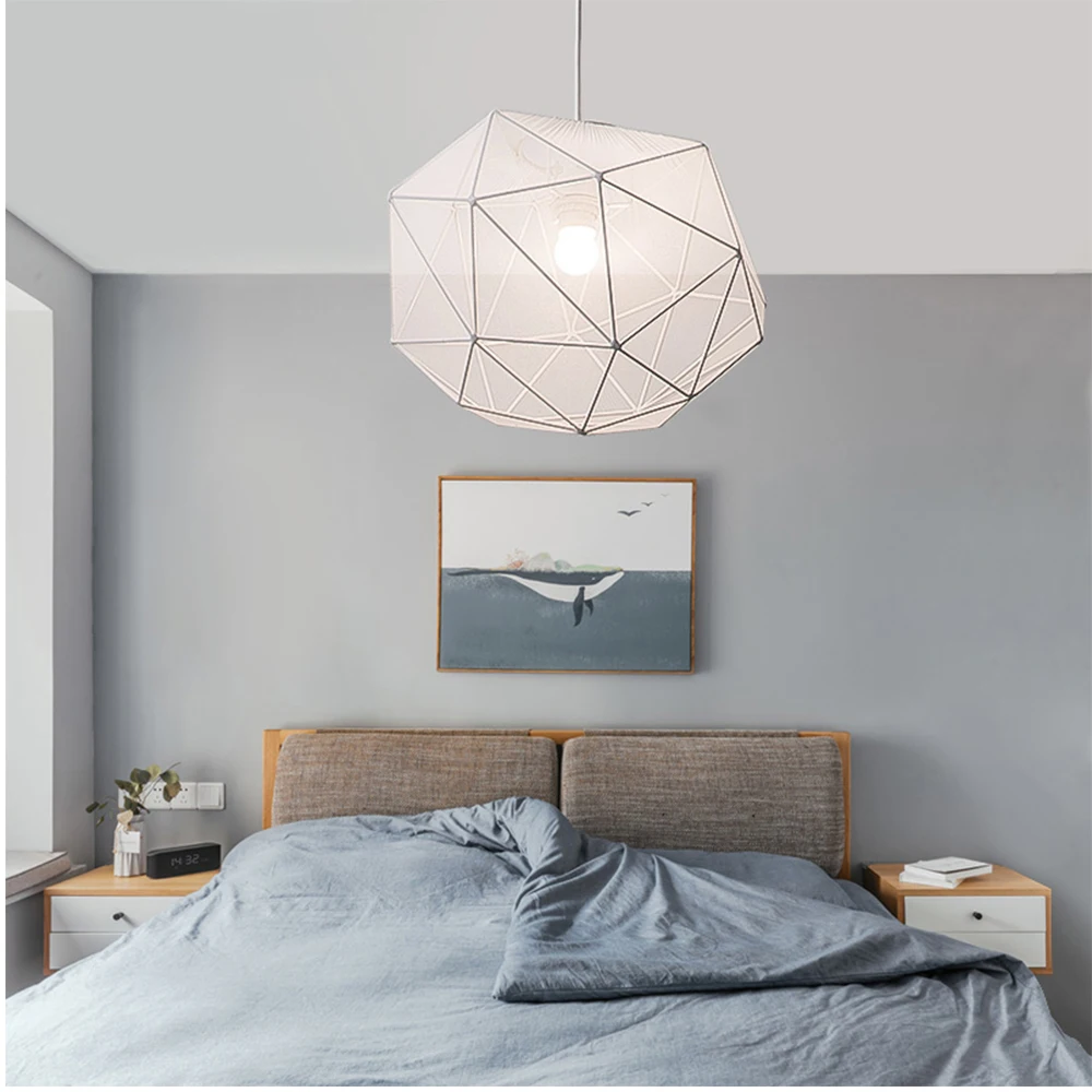 Kopen Doek Geometrie Opknoping Lampen Minimalistische Hanglampen Zwart En Wit Persoonlijkheid Restaurant Bar Terras Cafe Decoratieve