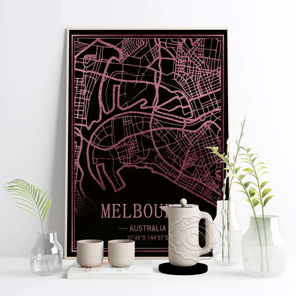Карта туристического города мира креативный плакат Мельбурн Австралия