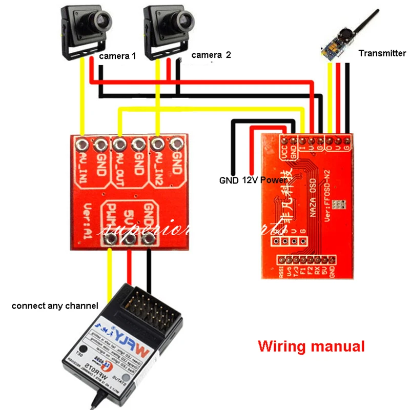 Мини AV видеокоммутатор FPV Поддержка мульти Камера переключение угла для оси