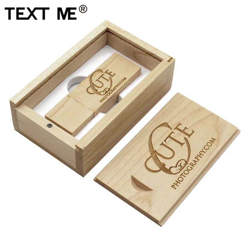 Текстовый я клен деревянный+ коробка логотип usb флэш-накопитель 4 ГБ 8 ГБ 16 ГБ 32 ГБ 64 ГБ usb 2,0 фотография подарок U диск