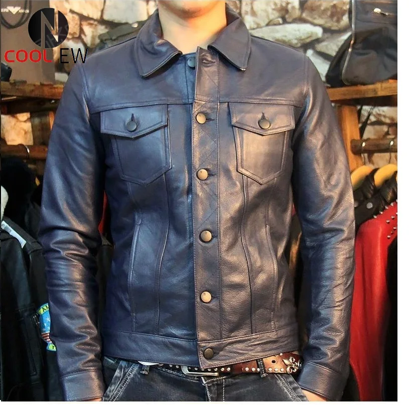 

Free shipping.2018 new Brand man business 100% leather Jackets men's genuine Leather slim jacket.autumn fashion casual sal