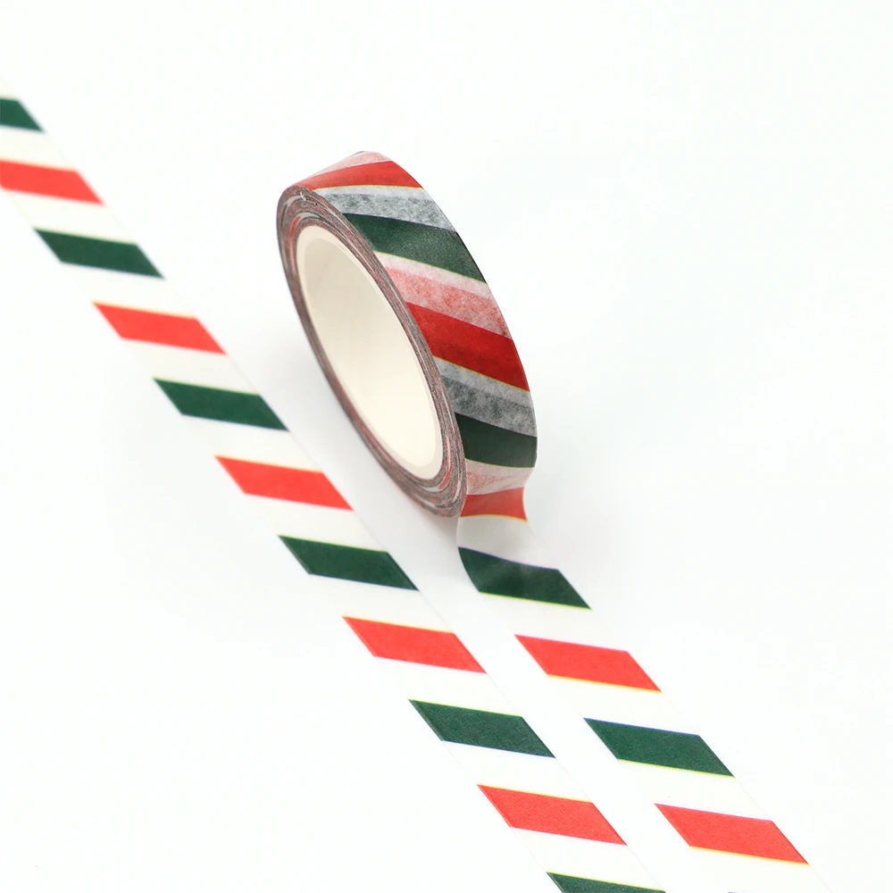 10pcs/lot 10mm x 10m Christmas red and green diagonal stripes washi tape Scrapbook Paper Masking Adhesive washi tape set