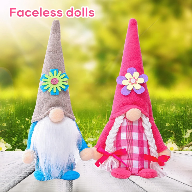 

1/2PCS Mother's Day Gnome Couple Plush Dolls with Flower Decor on Hat Themed Dwarf Toy Doll Festival Decor Gift for Home FPing