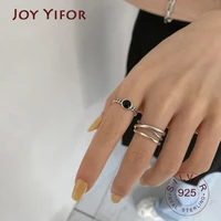 fashion animal 925 sterling silver jewelry black stone creative personality retro adjustable rings birthday gift