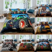 retro tractor car printed bedding set duvet cover bed quilts kids boys bedroom decor home textiles queen king size